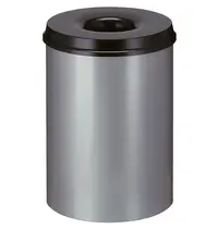 V-Part Afvalbak | Aluminium | Grijs/Zwart | 30L | Open | Vlamdovend | Ø335x470(h)mm 