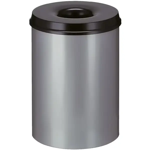 Afvalbak | Aluminium | Grijs/Zwart | 30L | Open | Vlamdovend | Ø335x470(h)mm