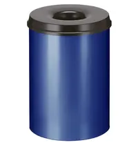 V-Part Afvalbak | Metaal | Zwart/Blauw | 30L | Open | Vlamdovend | Ø335x470(h)mm 