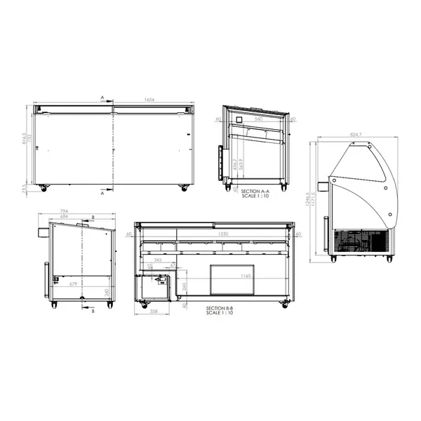Schepijsvitrine | MALTA | Energiezuinig | 557L | 13x 5L | -15°C/-22°C | Statisch | Gekoelde Reserve | Wielen | 1662x825x1257(h)mm
