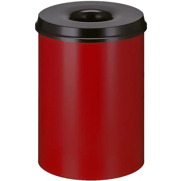 Afvalbak | Metaal | Rood/Zwart | 30L | Open | Vlamdovend | Ø335x470(h)mm