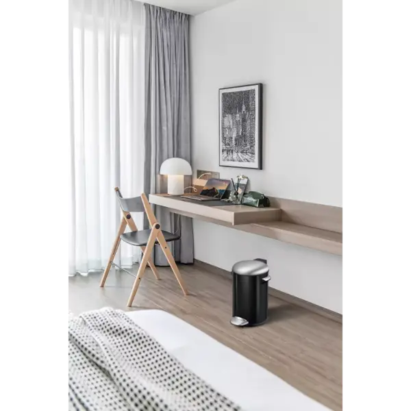 Pedaalemmer | BELLE DELUXE | RVS | Zwart | 12L | Klapdeksel | Ø250x412(h)mm