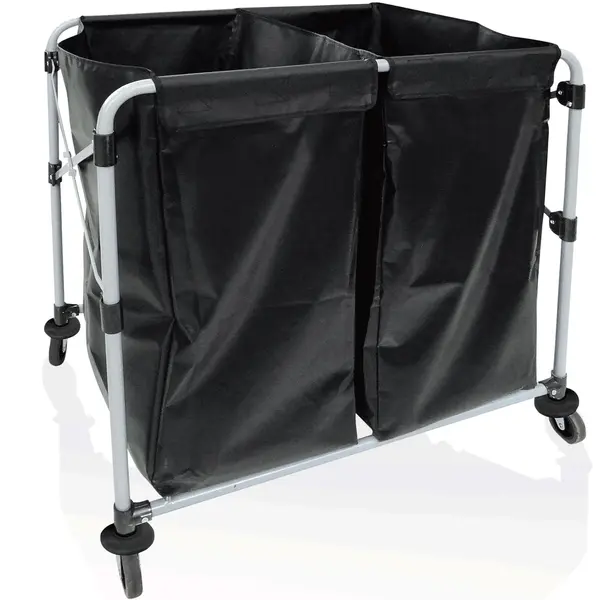 Linnenwagen | Ijzer/PVC | Inklapbaar | Incl. Waszakken | Wielen (Geremd) | 900x660x860(h)mm