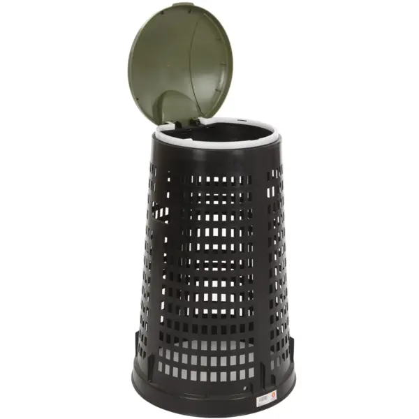 Afvalbak | RUFF | Kunststof | Groen/Zwart | 110L | Klapdeksel | Ø525x870(h)mm