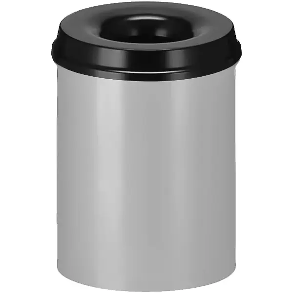 Afvalbak | Aluminium | Grijs/Zwart | 15L | Open | Vlamdovend | Ø260x360(h)mm