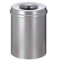 V-Part Afvalbak | Metaal | Zilver | 15L | Open | Vlamdovend | Ø260x360(h)mm 