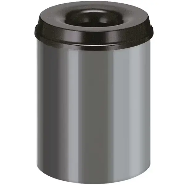Afvalbak | RVS | Zwart | 15L | Open | Vlamdovend | Ø260x360(h)mm
