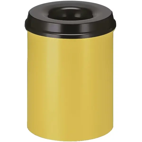 Afvalbak | Metaal | Geel/Zwart | 15L | Open | Vlamdovend | Ø260x360(h)mm