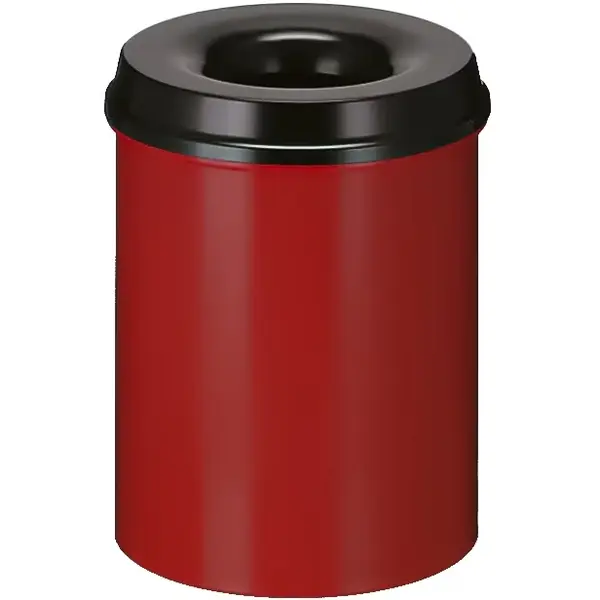 Afvalbak | Metaal | Rood/Zwart | 15L | Open | Vlamdovend | Ø260x360(h)mm