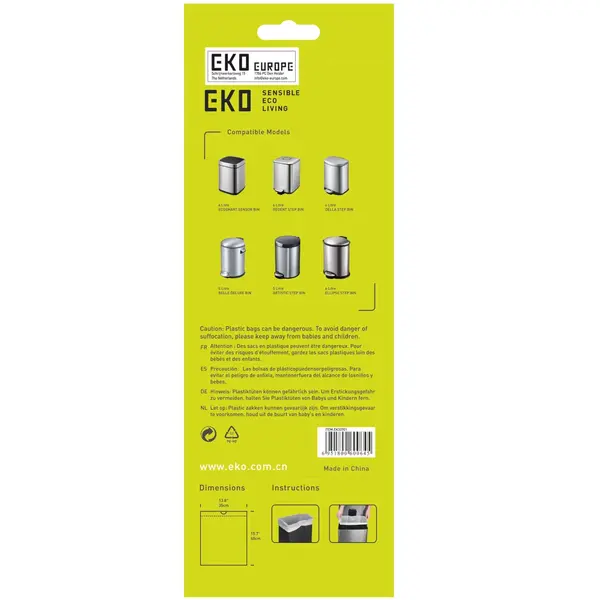 Afvalzakken | Kunststof | Wit | 6L | EKO Afvalbakken | 720 Stuks | 350x400(h)mm