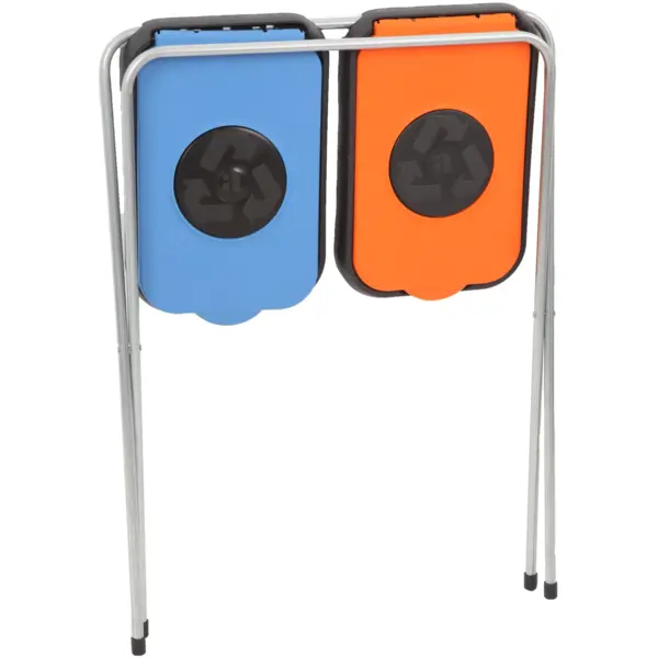 Afvalzakhouder | EKOTHINKS | Staal/Kunststof | Blauw/Oranje | 260L | Klapdeksel | Afvalscheiding | 660x420x820(h)mm
