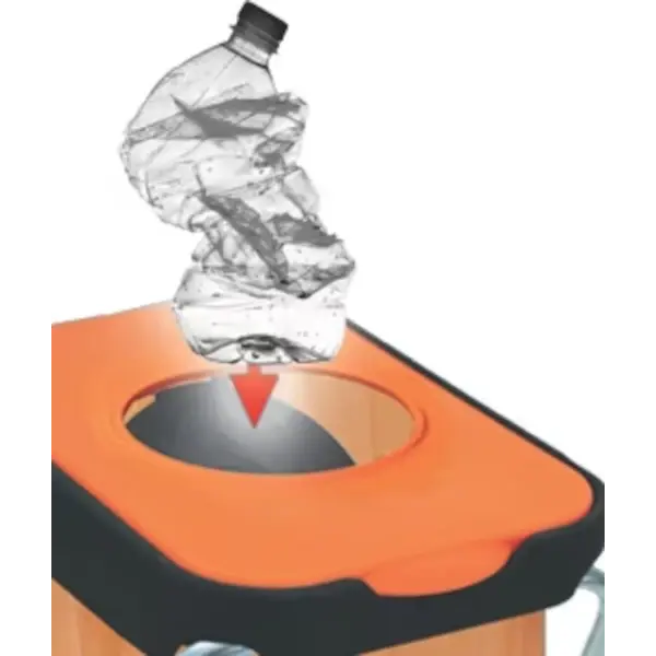 Afvalzakhouder | EKOTHINKS | Staal/Kunststof | Blauw/Oranje | 260L | Klapdeksel | Afvalscheiding | 660x420x820(h)mm