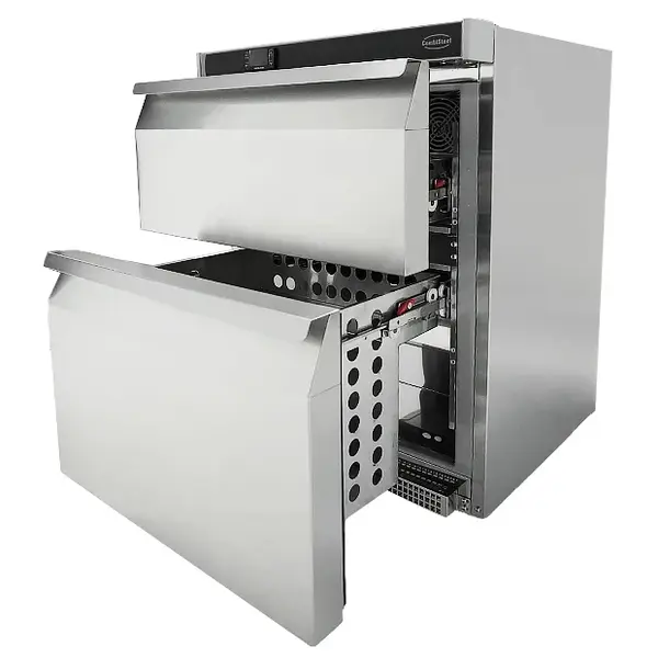 Koelkast | Energiezuinig | 101L | RVS | +2°C/+8°C | Geforceerd | 2 Laden | Wielen | 600x605x810(h)mm
