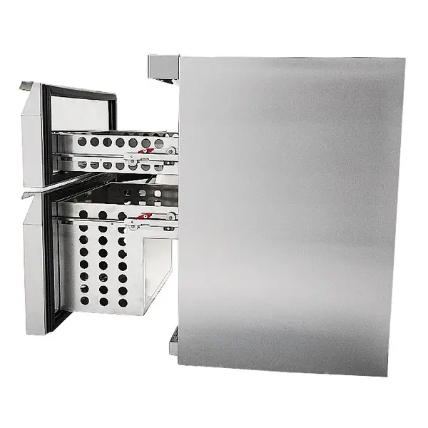 Koelkast | Energiezuinig | 101L | RVS | +2°C/+8°C | Geforceerd | 2 Laden | Wielen | 600x605x810(h)mm