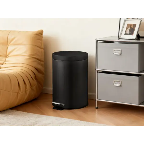 Pedaalemmer | Zwart | 5L | Klapdeksel | Ø203x284(h)mm