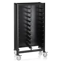 WAS Germany Regaalwagen | MENSA BLACK | Aluminium/Hout | 2x 10 Etages (455x355) + Bovenblad | Wielen (Geremd) | 860x515x1650(h)mm 