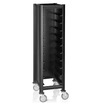 WAS Germany Regaalwagen | MENSA BLACK | Aluminium/Hout | 10 Etages (1/1 GN) + Bovenblad | Wielen (Geremd) | 445x600x1650(h)mm 