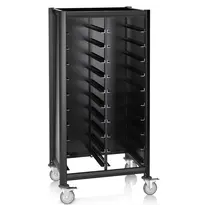 WAS Germany Regaalwagen | MENSA BLACK | Aluminium/Hout | 2x 10 Etages (1/1 GN) + Bovenblad | Wielen (Geremd) | 800x600x1650(h)mm 
