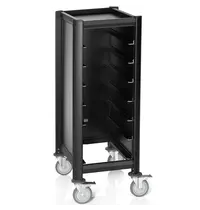 WAS Germany Regaalwagen | MENSA BLACK | Aluminium/Hout | 7 Etages (1/1 GN) + Bovenblad | Wielen (Geremd) | 445x600x1250(h)mm 