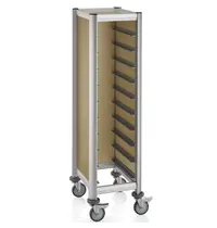 WAS Germany Regaalwagen | MENSA | Aluminium/Hout | 10 Etages (1/1 GN) + Bovenblad | Wielen (Geremd) | 445x600x1650(h)mm 