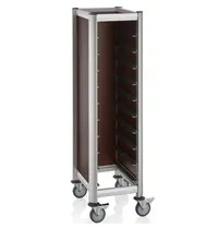 WAS Germany Regaalwagen | MENSA | Aluminium/Hout | 10 Etages (1/1 GN) + Bovenblad | Wielen (Geremd) | 445x600x1650(h)mm 