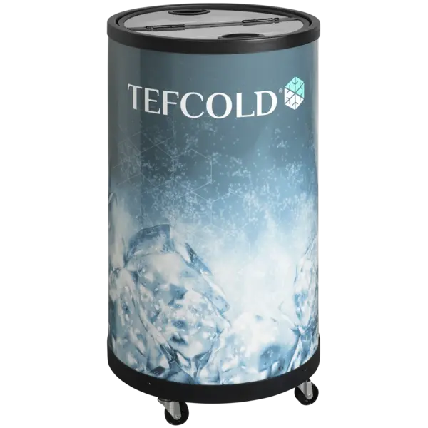 Koelemmer | 53L | Zwart | +2°C/+12°C | Statisch + Ventilator | Klapdeksel | Wielen (Geremd) | Ø457x830(h)mm