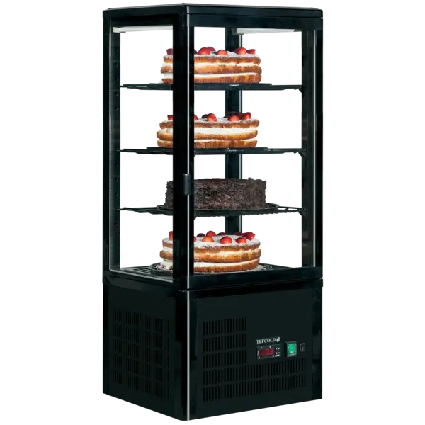 Koelvitrine | UPD | 80L | Zwart | +2°C/+12°C | Geforceerd | 4 Niveaus | 428x386x1000(h)mm