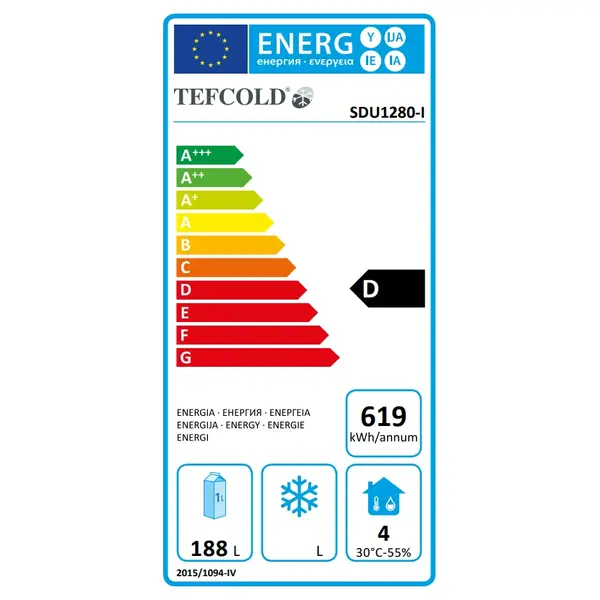 Koelkast | SERIE SDU | 290L | Wit/Zwart | +2°C/+10°C | Statisch + Ventilator | Wielen | 595x640x1635(h)mm