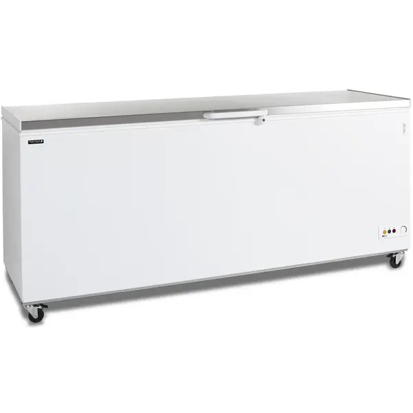 Vrieskist | CF-SL | Wit/RVS | 660L | -14°C/-24°C | Statisch | Kanteldeksel | Wielen (Geremd) | 2060x716x903(h)mm