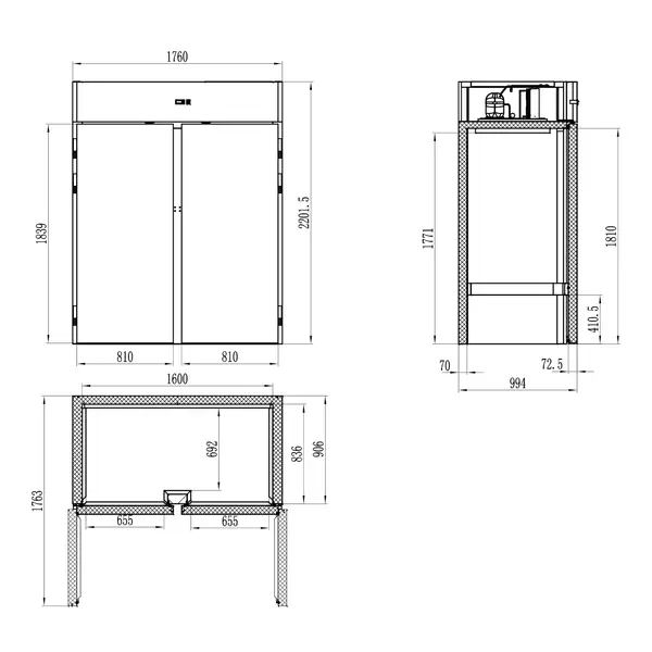 Inrijkoelkast | RIC | 1918L (EN/GN) | RVS | +2°C/+10°C | Geforceerd | 1760x994x2202(h)mm