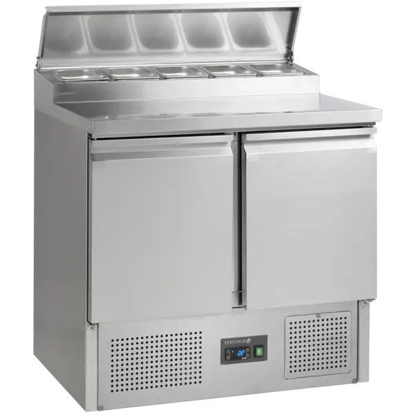 Saladette | 228L | 2 Deuren (1/1 GN) | Boven 5x 1/6 GN | +2°C/+10°C | Statisch + Ventilator | 900x700x950(h)mm