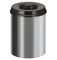 V-Part Afvalbak | RVS | Zwart | 15L | Open | Vlamdovend | Ø255x360(h)mm 
