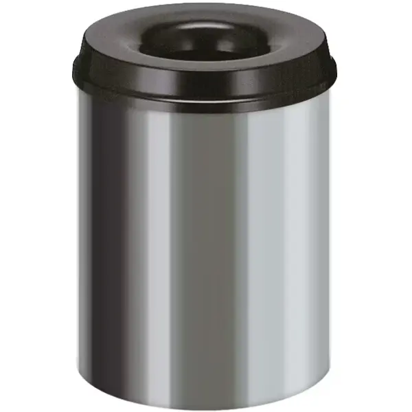 Afvalbak | RVS | Zwart | 15L | Open | Vlamdovend | Ø255x360(h)mm