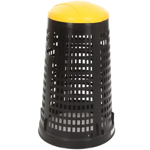 Afvalbak | RUFF | Kunststof | Geel/Zwart | 110L | Klapdeksel | Afvalscheiding | Ø525x870(h)mm