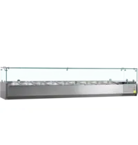 Tefcold Opzetkoelvitrine | V-LINE | 10x 1/4 GN | +2°C/+10°C | 2000x335x434(h)mm