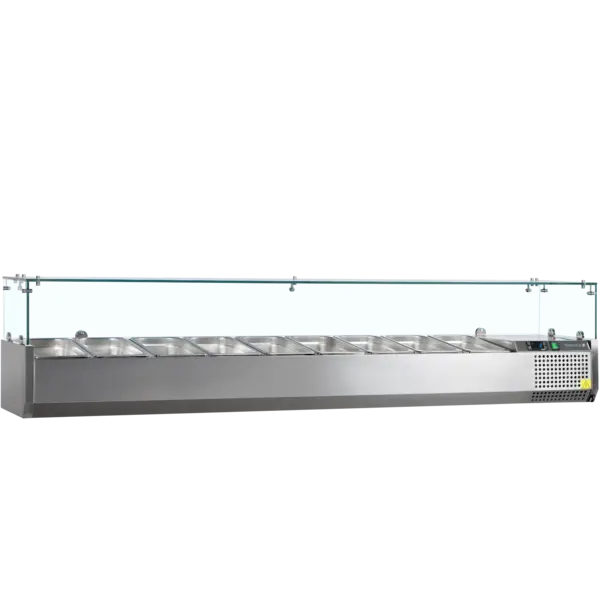 Opzetkoelvitrine | V-LINE | 10x 1/4 GN | +2°C/+10°C | 2000x335x434(h)mm