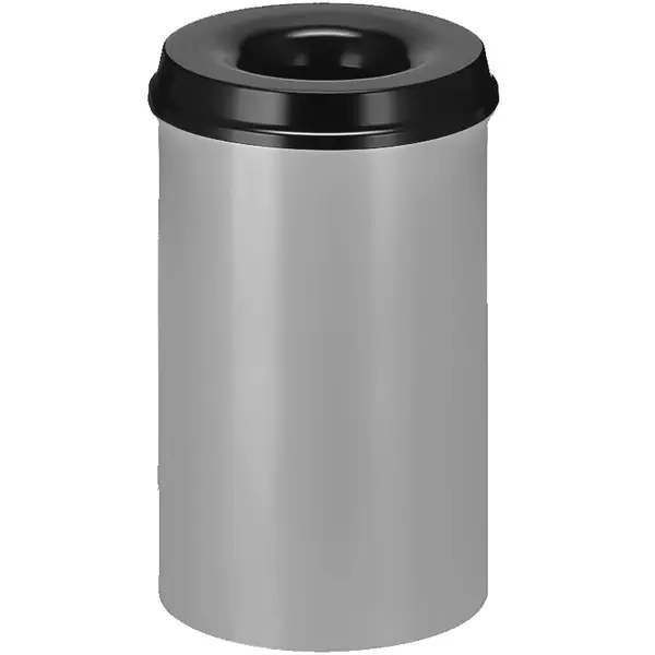 Afvalbak | Aluminium | Grijs/Zwart | 20L | Open | Vlamdovend | Ø260x420(h)mm