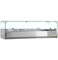 Tefcold Opzetkoelvitrine | V-LINE | 3x 1/3 GN + 1x 1/2 GN | +2°C/+10°C | 1200x395x425(h)mm
