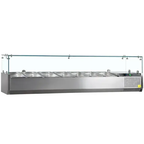 Opzetkoelvitrine | V-LINE | 5x 1/3 GN + 1x 1/2 GN | +2°C/+10°C | 1600x395x425(h)mm