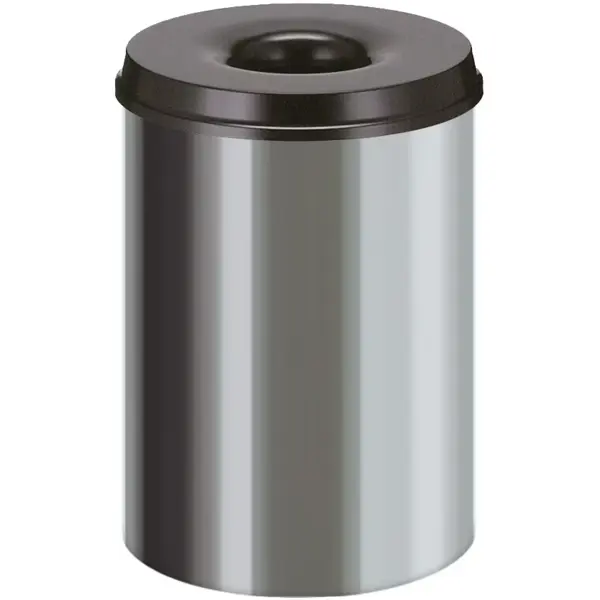 Afvalbak | RVS | Zwart | 30L | Open | Vlamdovend | Ø335x470(h)mm