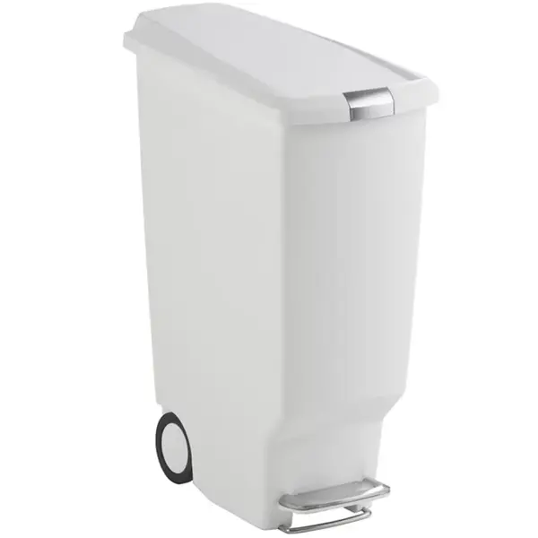 Pedaalemmer | SLIM STEP CAN | Kunststof | Wit | 40L | Klapdeksel | Wielen | 260x490x640(h)mm