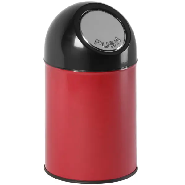 Afvalbak | Metaal/Kunststof | Rood/Zwart | 30L | Duwdeksel | Ø305x540(h)mm