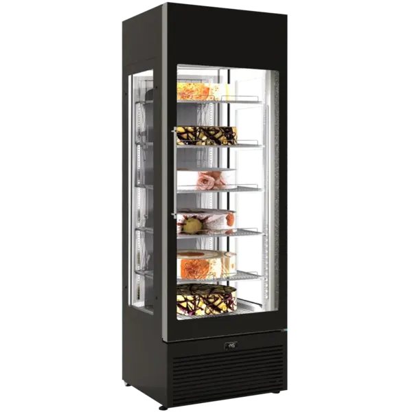 Gebaksvitrine | VENERE | Zwart | -2°C/+10°C | Statisch | 6 Niveaus | Wielen | 668x773x2000(h)mm