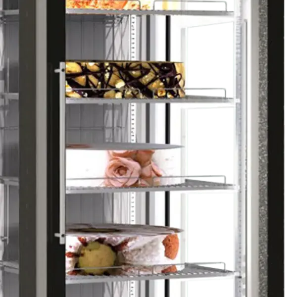 Gebaksvitrine | VENERE | Zwart | -2°C/+10°C | Statisch | 6 Niveaus | Wielen | 668x773x2000(h)mm
