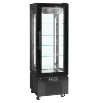 Tefcold Koelvitrine | UPD | 364L | Zwart | +2°C/+12°C | Geforceerd | 6 Niveaus | Wielen (Geremd) | 650x650x1950(h)mm 