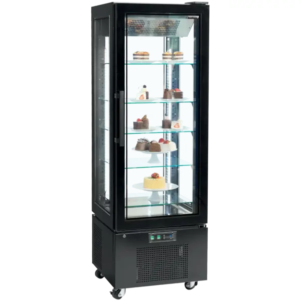 Koelvitrine | UPD | 364L | Zwart | +2°C/+12°C | Geforceerd | 6 Niveaus | Wielen (Geremd) | 650x650x1950(h)mm