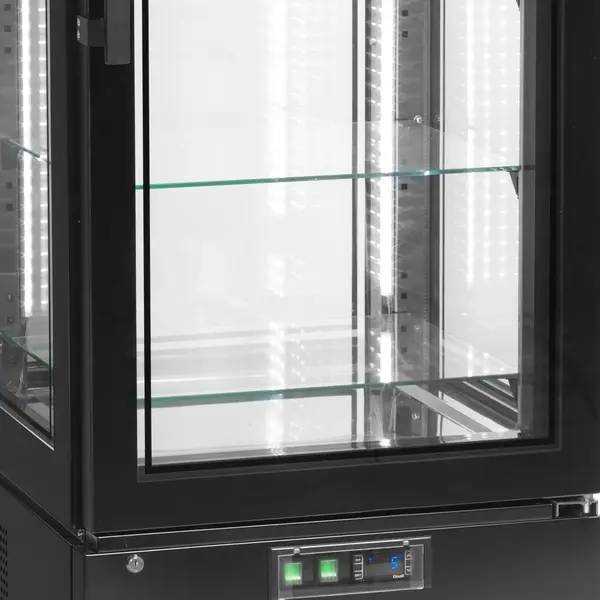 Koelvitrine | UPD | 364L | Zwart | +2°C/+12°C | Geforceerd | 6 Niveaus | Wielen (Geremd) | 650x650x1950(h)mm