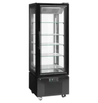 Tefcold Vriesvitrine | UPD | 364L | Zwart | -18°C/-22°C | Geforceerd | 6 Niveaus | Wielen (Geremd) | 650x650x1950(h)mm