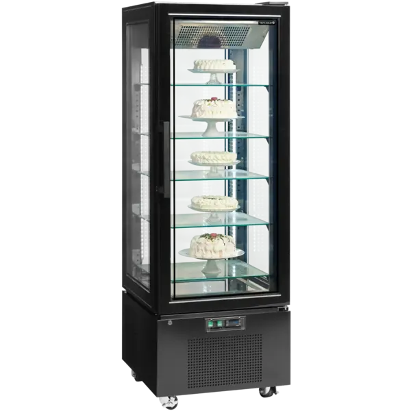 Vriesvitrine | UPD | 364L | Zwart | -18°C/-22°C | Geforceerd | 6 Niveaus | Wielen (Geremd) | 650x650x1950(h)mm