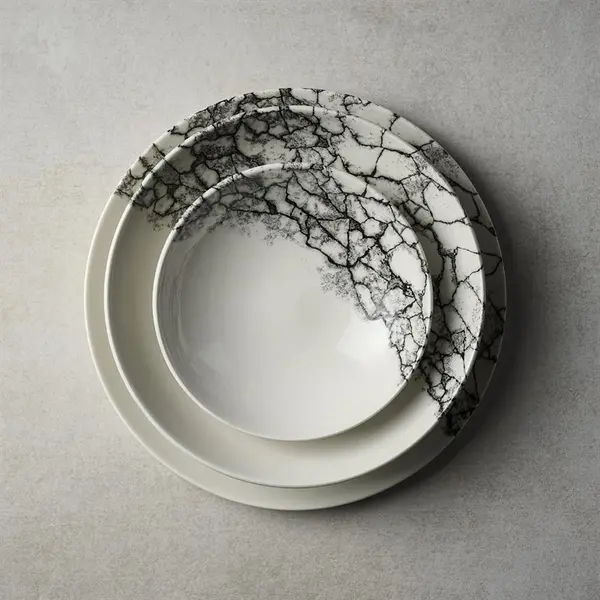 Coupeborden | KINTSUGI ACCENTS | Keramiek | Wit | 12 Stuks | Ø288mm